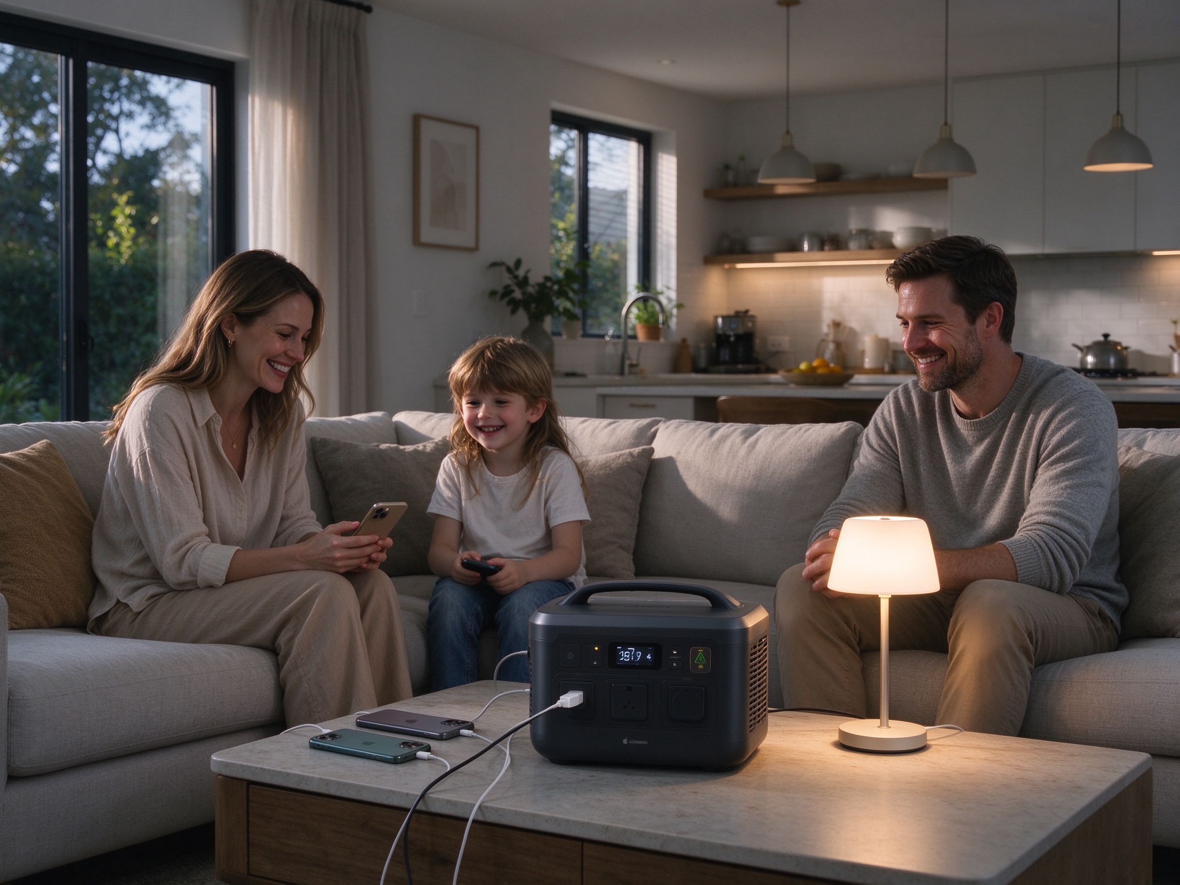 Family using SilkWatt during power outage